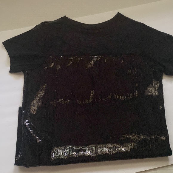 Ruby Ribbon sheer mesh black sequined festive top, size XS - Picture 5 of 5